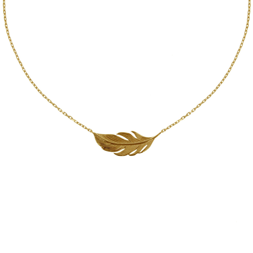 LES POULETTES BIJOUX Collier Plaqué Or Petite Plume