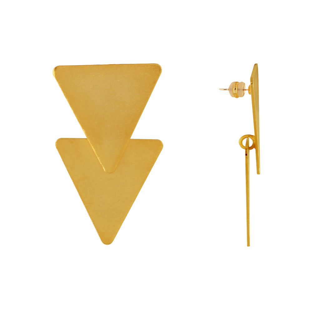 LES POULETTES BIJOUX Boucles d'Oreilles Laiton Doré Deux Triangles
