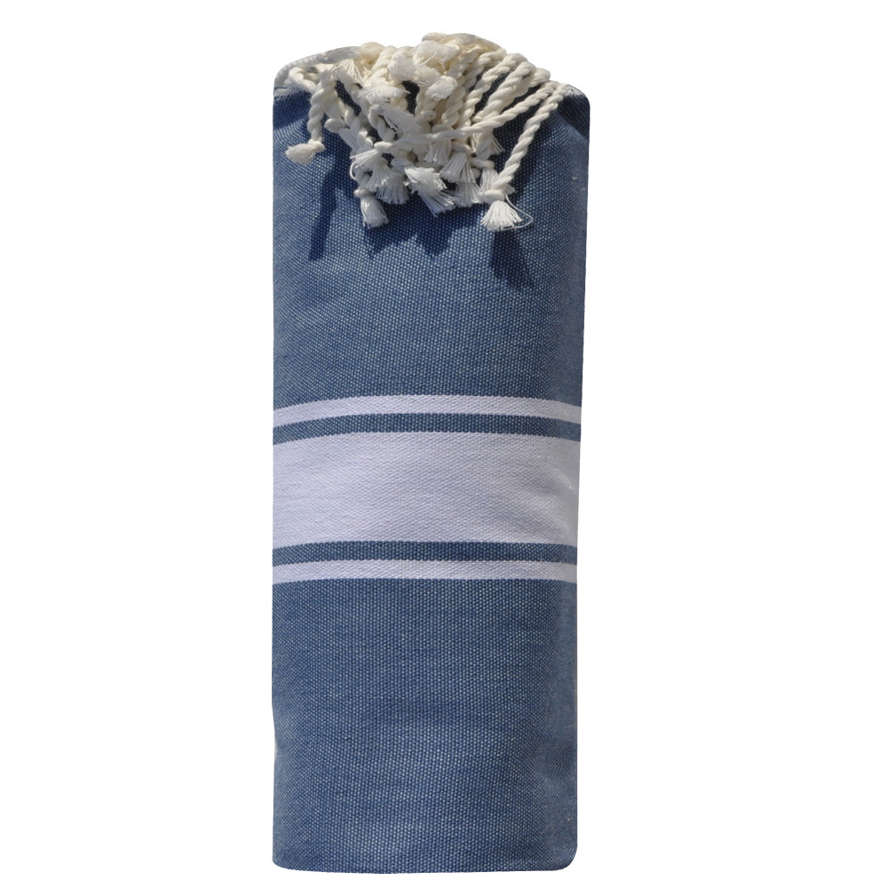 LES POULETTES BIJOUX Fouta Drap Plage et Hammam Coton Couleur Bleu Canard 100 x 200cm