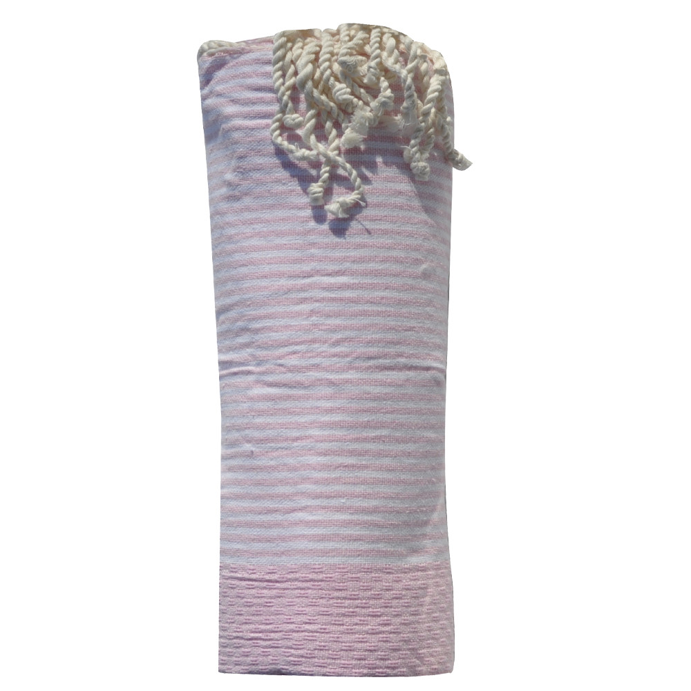 LES POULETTES BIJOUX Fouta Drap Plage et Hammam Coton Nid d'Abeille Rose Clair Petit