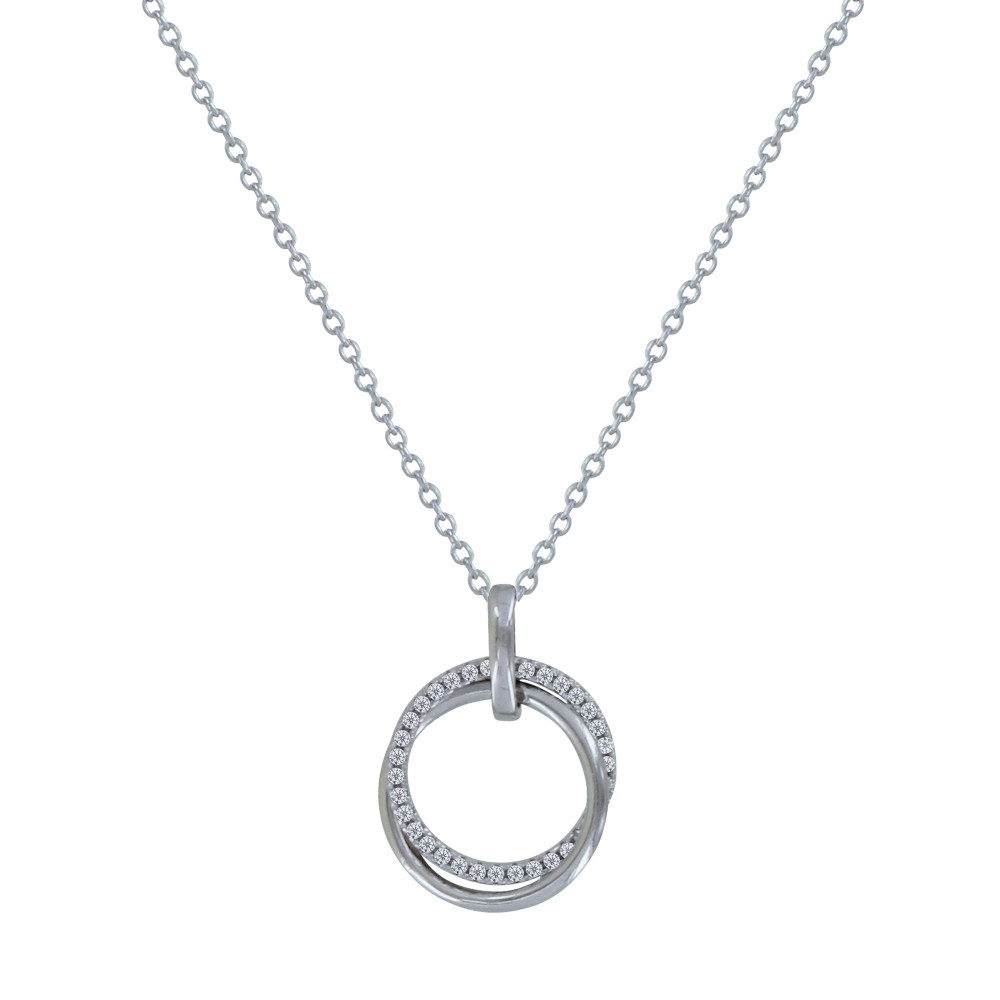 LES POULETTES BIJOUX Collier Argent 925 Rhodié Deux Anneaux Entrelacés