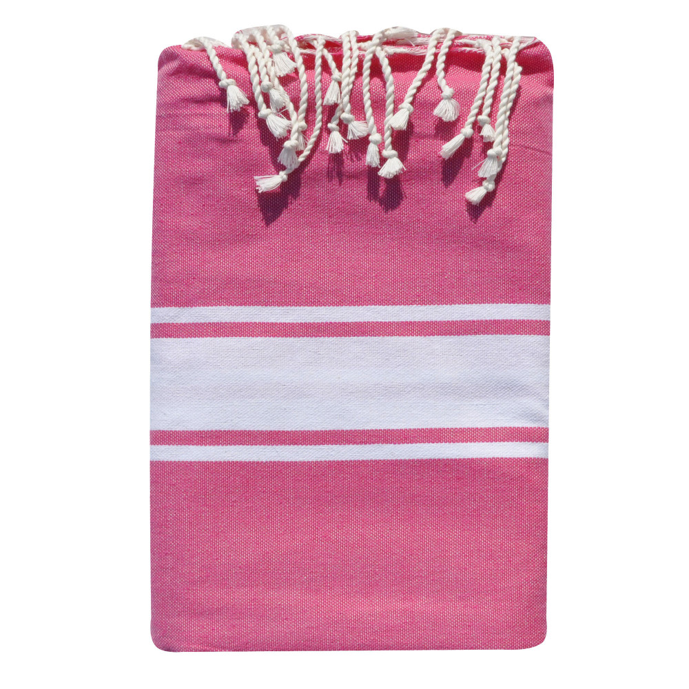LES POULETTES BIJOUX Grand Fouta Drap Plage et Hammam Coton Couleur Fuchsia 150 x 25
