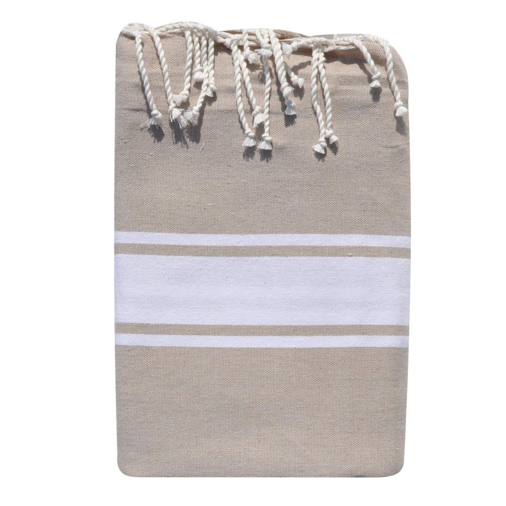 LES POULETTES BIJOUX Grand Fouta Drap Plage et Hammam Coton Couleur Beige 150 x 250cm
