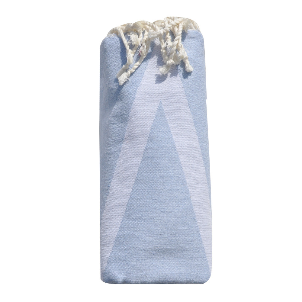 LES POULETTES BIJOUX Fouta Drap Plage et Hammam Coton Losange 100 x 200cm - Bleu ciel