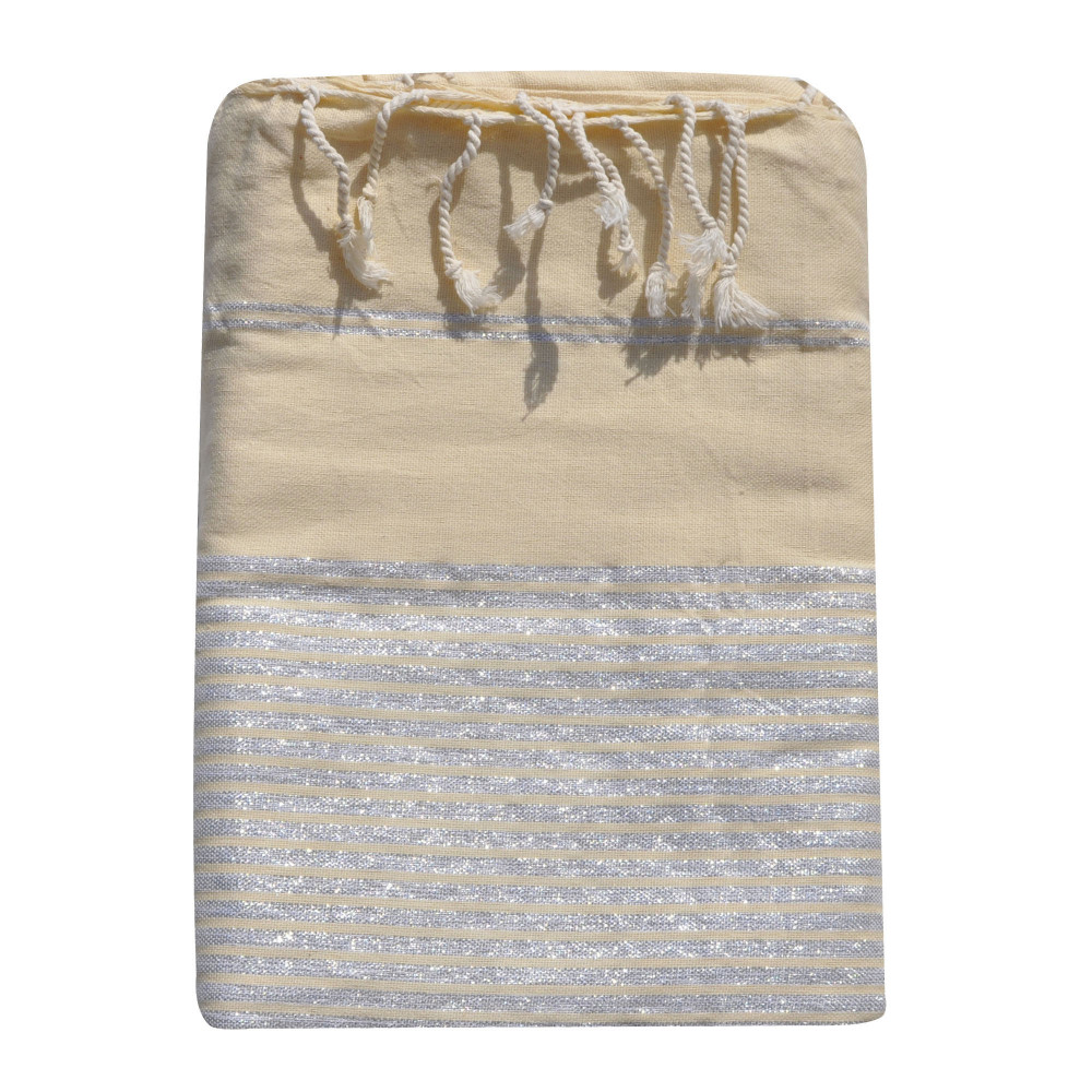 LES POULETTES BIJOUX Grand Fouta Drap Plage et Hammam Coton Couleur Beige Petites Ra