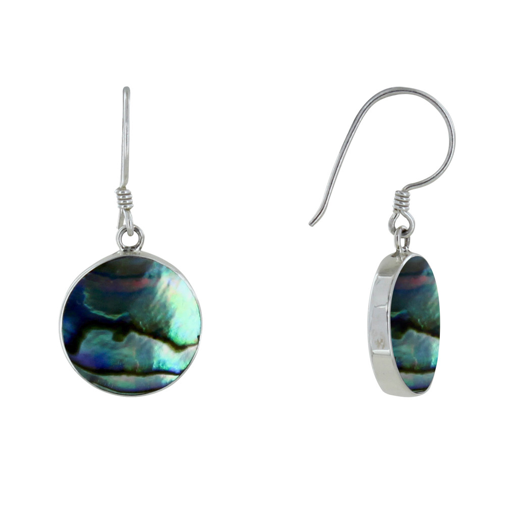 LES POULETTES BIJOUX Boucles d'Oreilles Argent Réversible Disque Nacre Ivoire et Aba