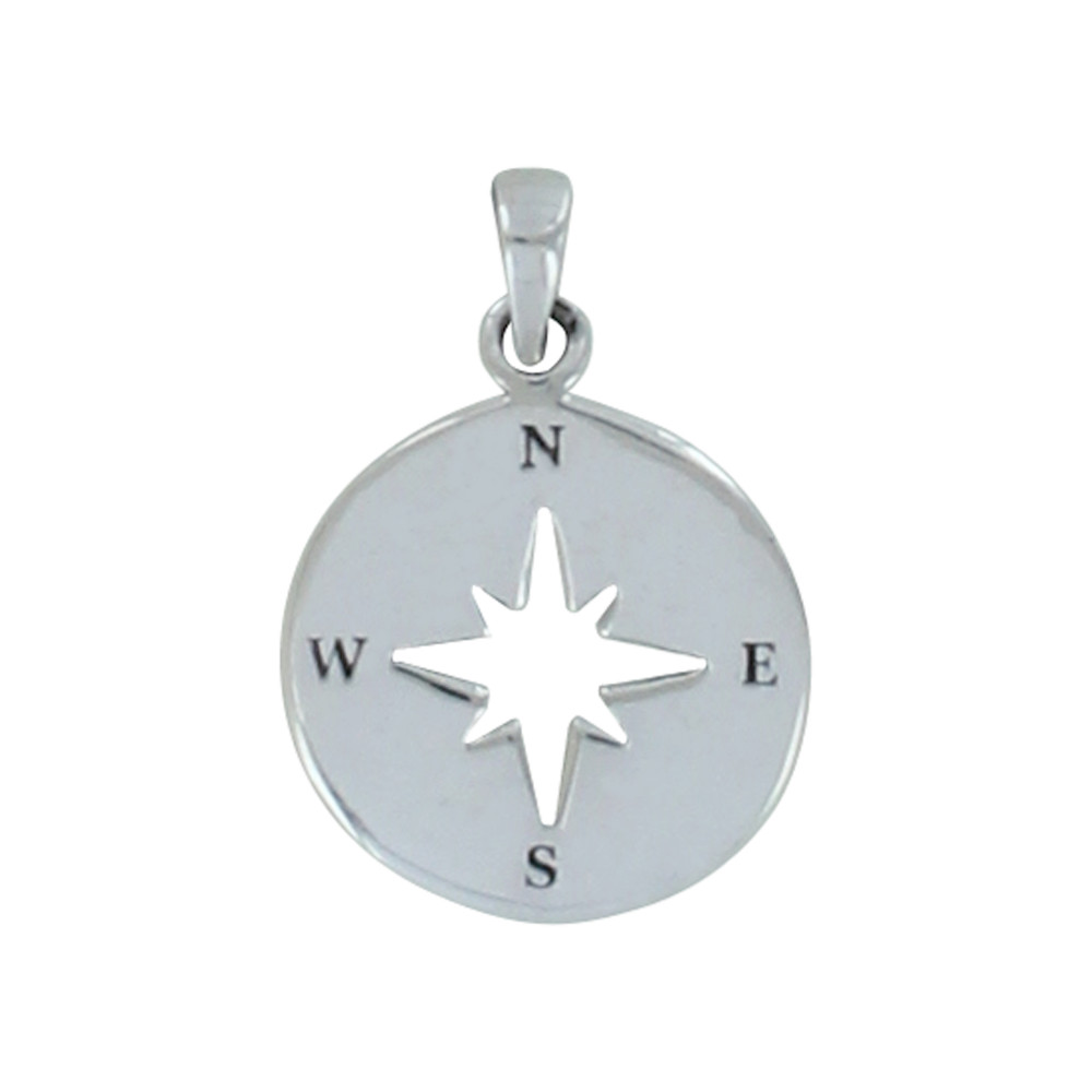 LES POULETTES BIJOUX Pendentif Argent Médaille Ronde Rose des Vents Ajourée