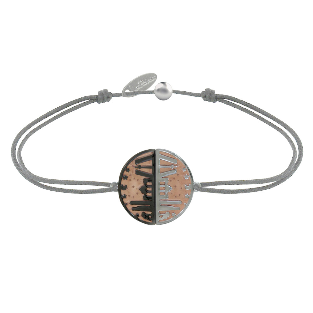 LES POULETTES BIJOUX Bracelet Lien Médaille Argent 925 Plaqué Or Rose Ruthénium Madr