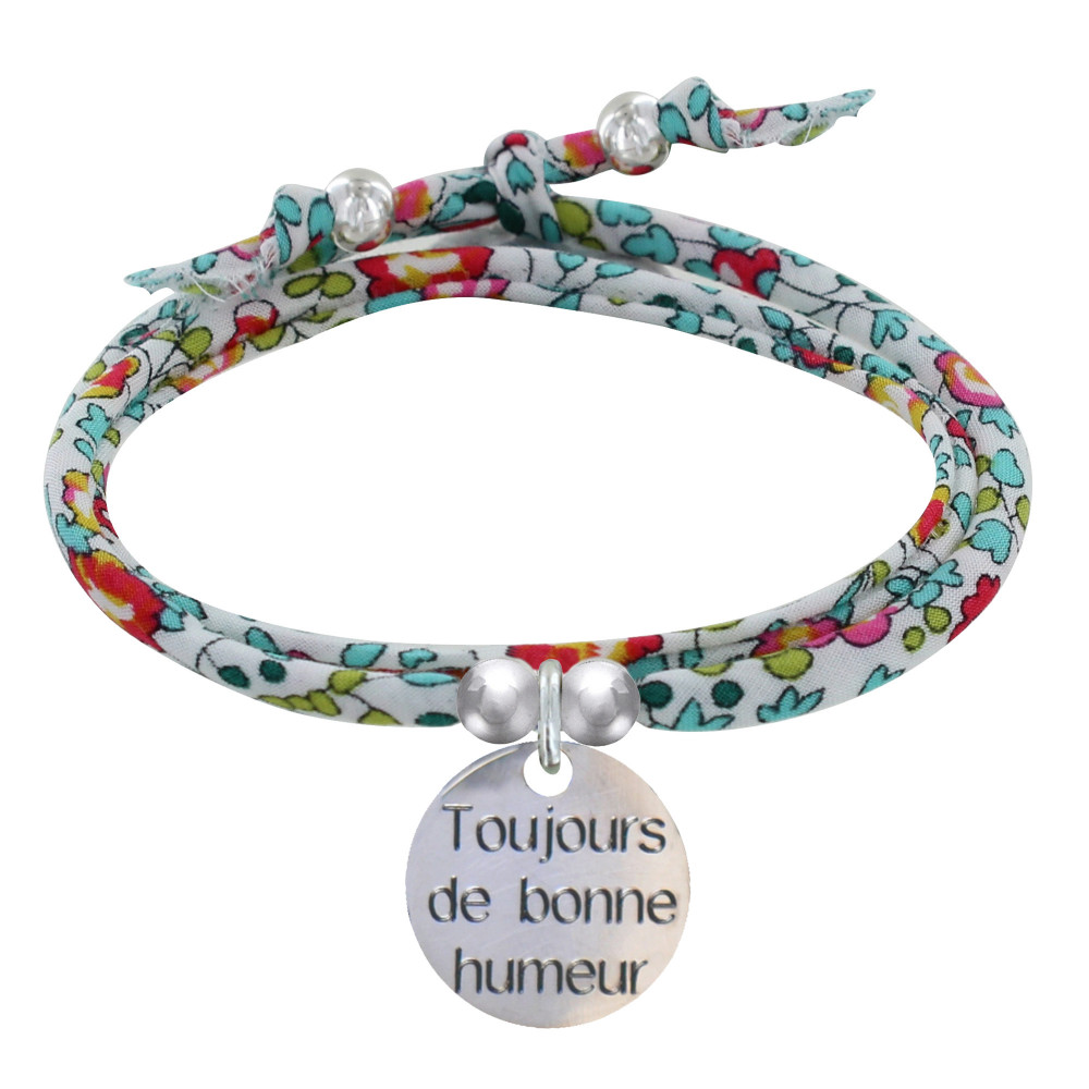 LES POULETTES BIJOUX Bracelet Double Tour Lien liberty et Médaille Toujours de Bonne