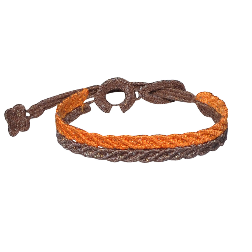 LES POULETTES BIJOUX Cruciani Bracelet Homme Dentelle Prospérité Bicolore Marron Fon
