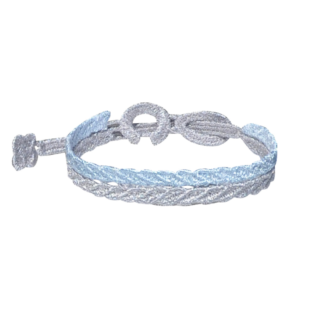 LES POULETTES BIJOUX Cruciani Bracelet Homme Dentelle Prospérité Bicolore Bleu Ciel