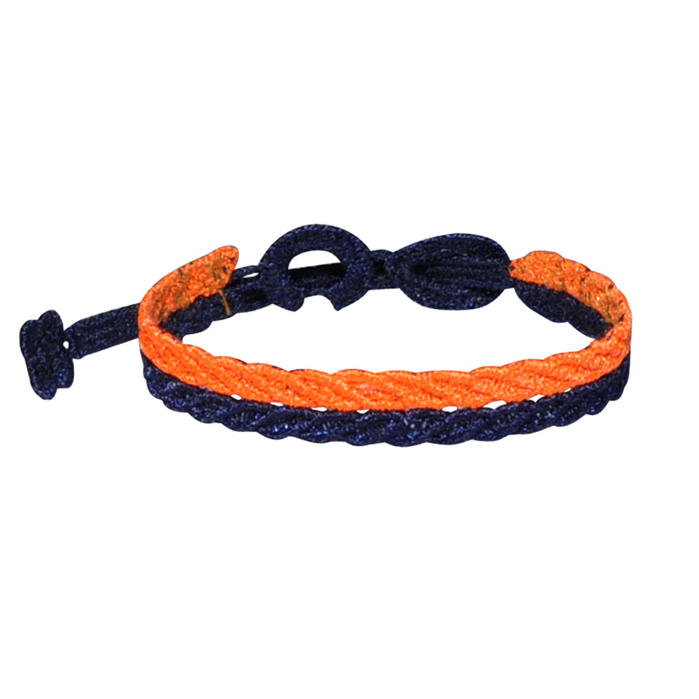 LES POULETTES BIJOUX Cruciani Bracelet Homme Dentelle Prospérité Bicolore Bleu Navy