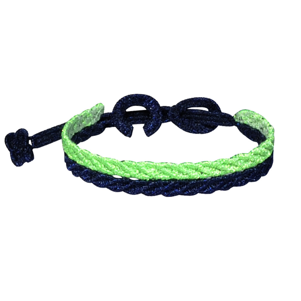 LES POULETTES BIJOUX Cruciani Bracelet Homme Dentelle Prospérité Bicolore Bleu Navy