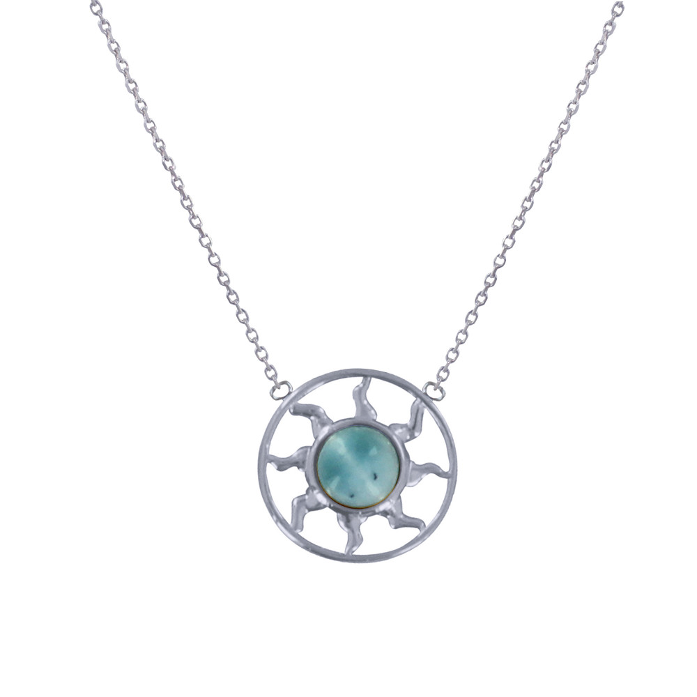 LES POULETTES BIJOUX Collier Argent Médaille Ronde Soleil Ajouré et Demi Perle de La