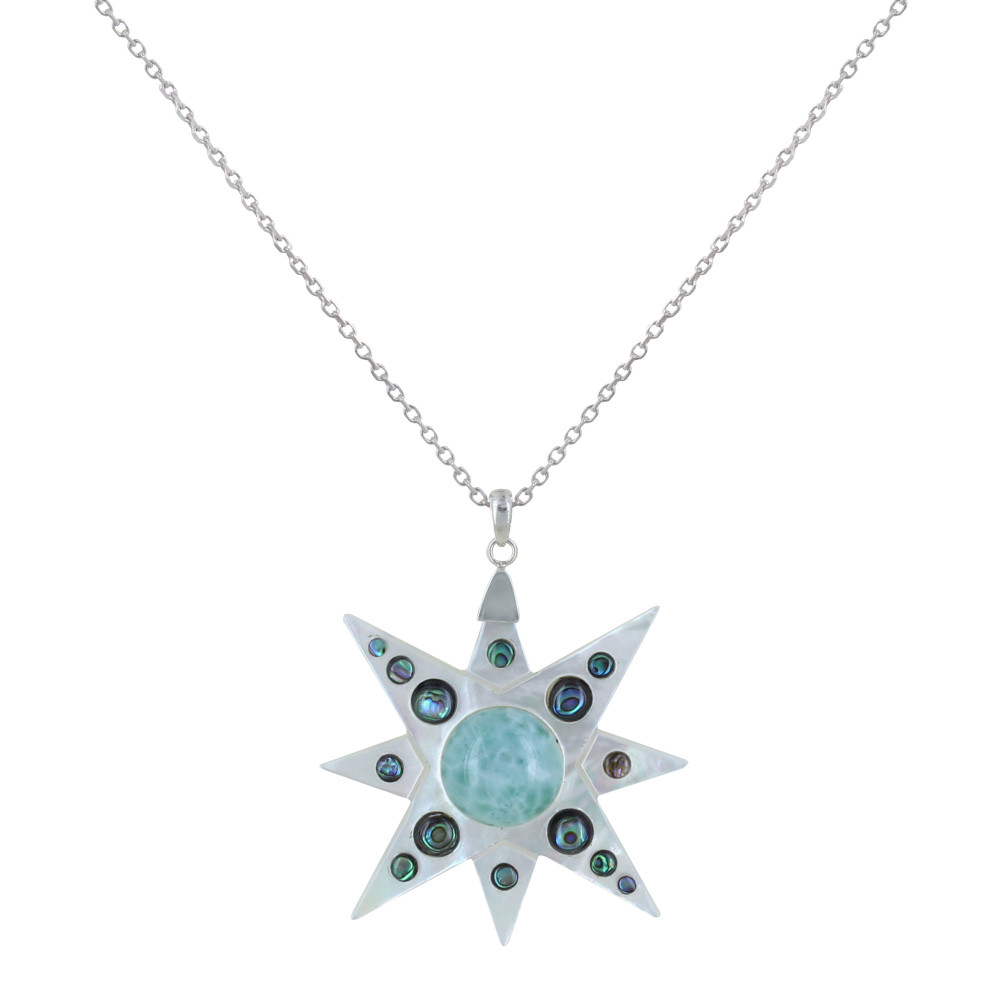 LES POULETTES BIJOUX Collier Chaine Argent Pendentif Etoile en Nacre Ivoire Demi Per