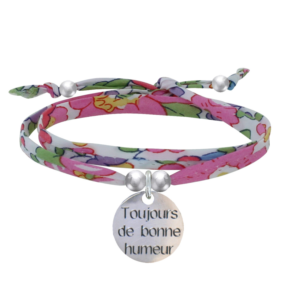 LES POULETTES BIJOUX Bracelet Double Tour Lien liberty et Médaille Toujours de Bonne