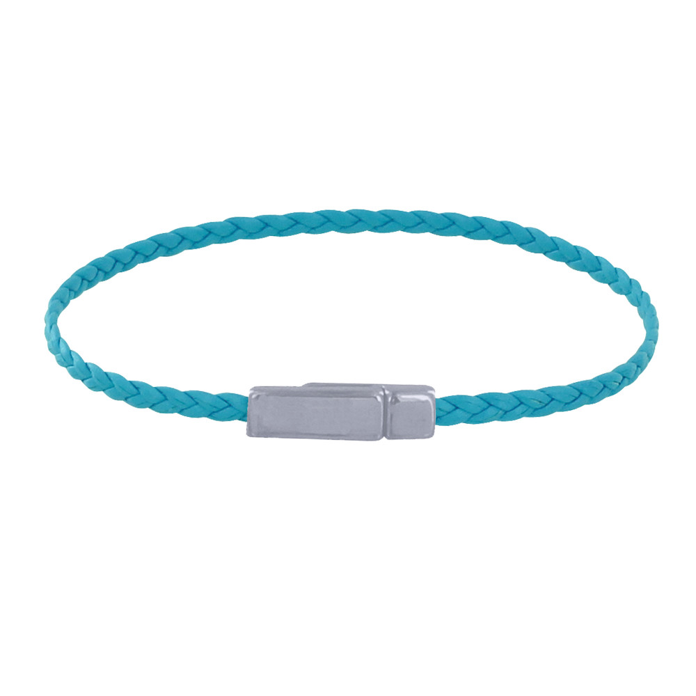 LES POULETTES BIJOUX Bracelet Femme Tresse Plate en Cuir Mat Fermoir Aimanté Métal A
