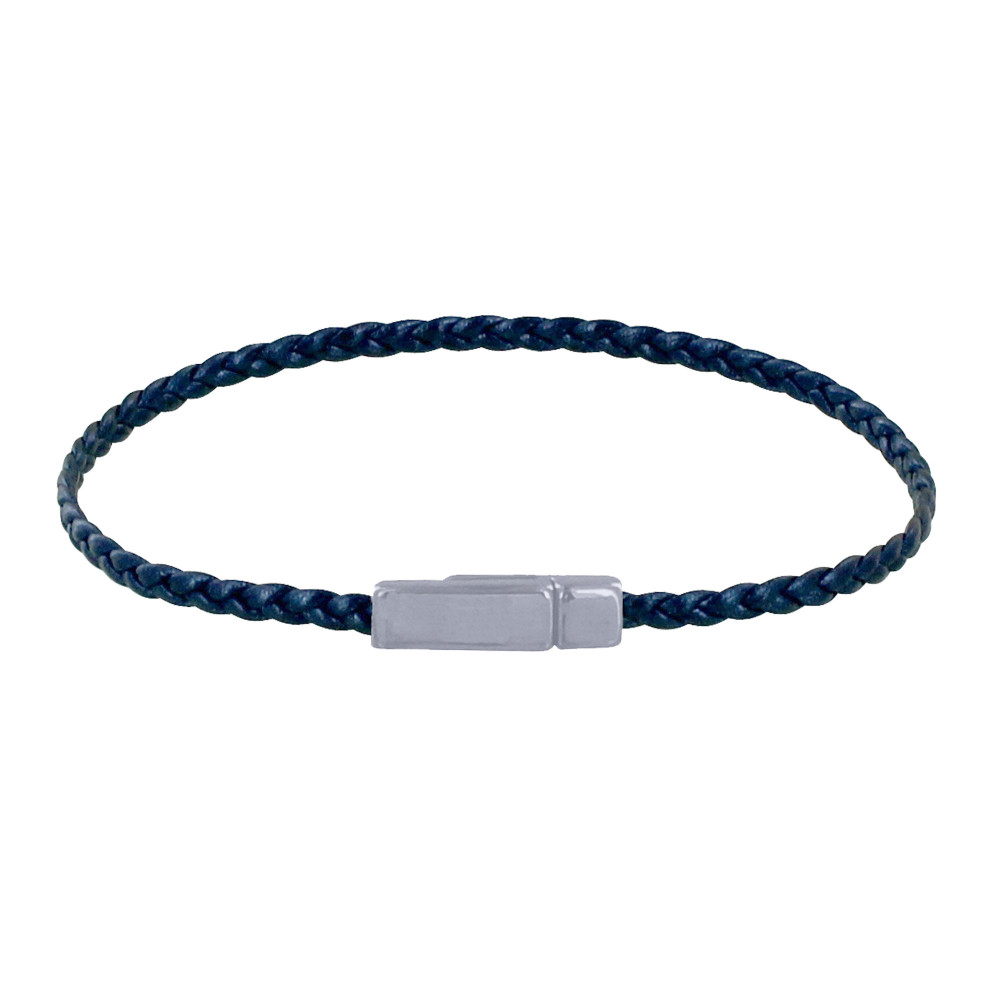 LES POULETTES BIJOUX - Bracelet Femme Tresse Plate en Cuir Brillant Fermoir Aimanté
