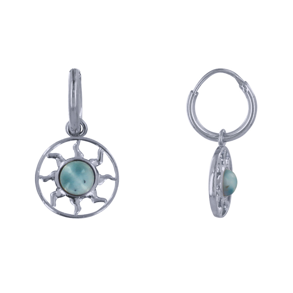 LES POULETTES BIJOUX Boucles d'Oreilles Argent Mini Créoles Médaille Ronde Soleil Aj
