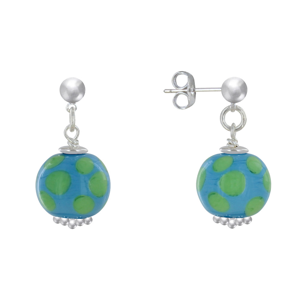LES POULETTES BIJOUX Boucles d'Oreilles Clous Métal Argenté Perles en Céramique à Po