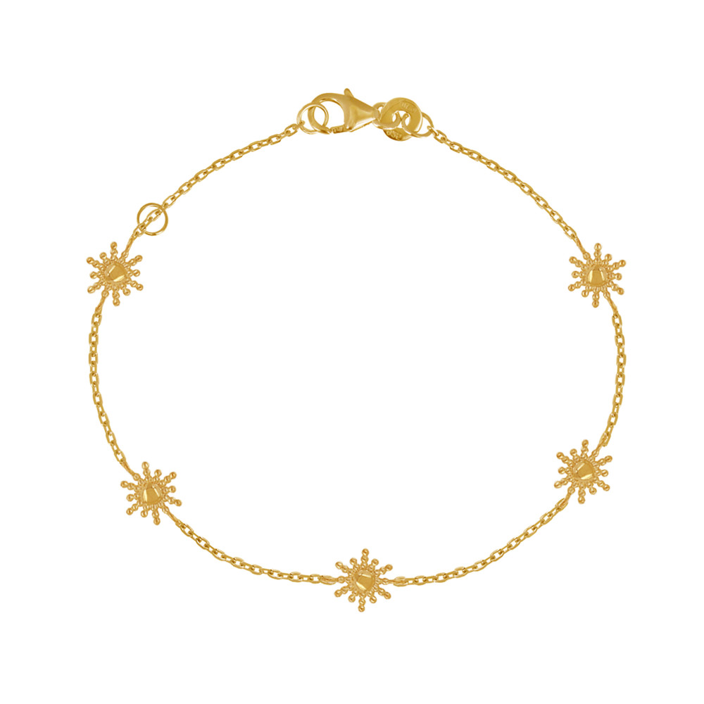 LES POULETTES BIJOUX Bracelet Plaqué Or Cinq Soleils de Billes