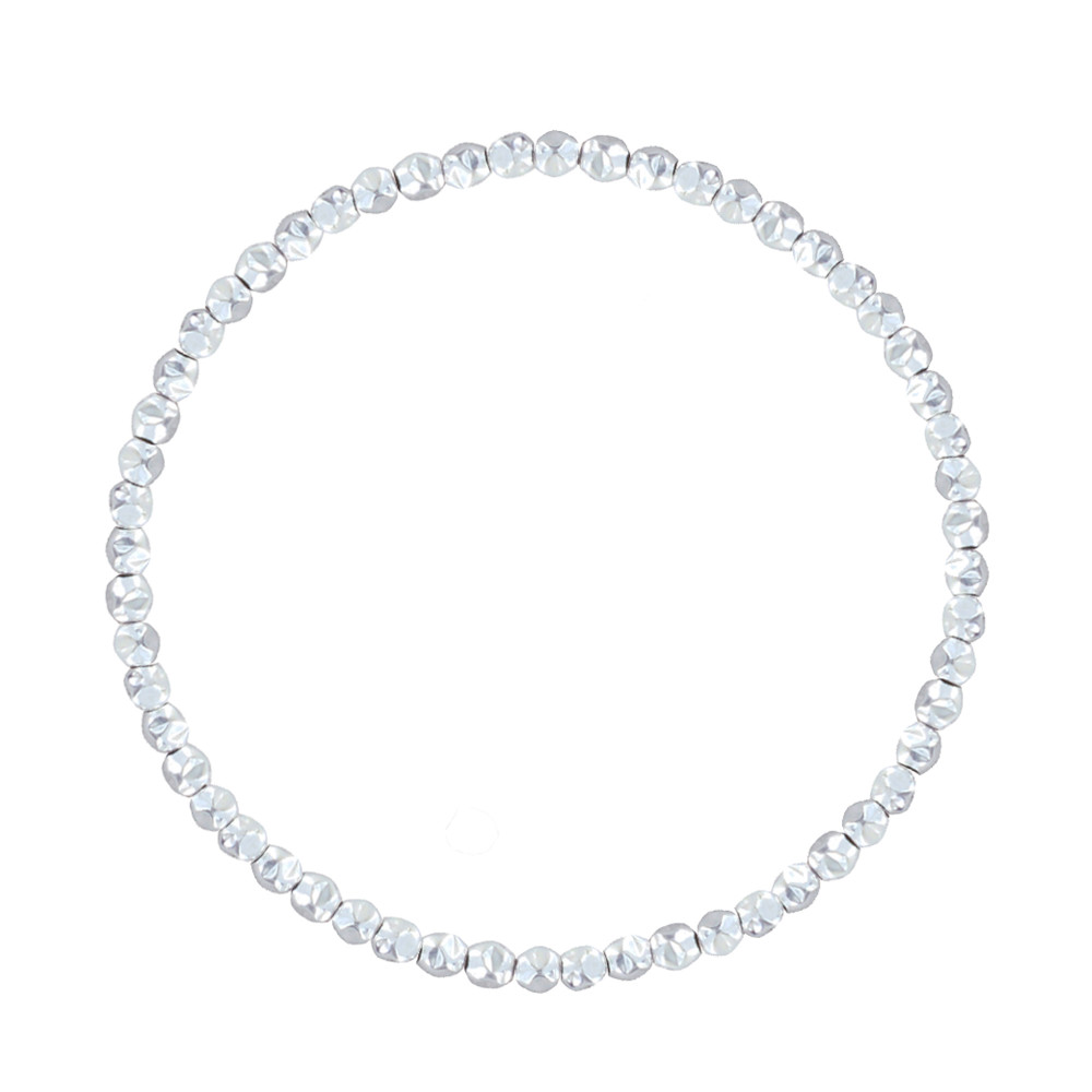 LES POULETTES BIJOUX Bracelet Argent 925 Elastique Perles Facettées - taille 17 cm