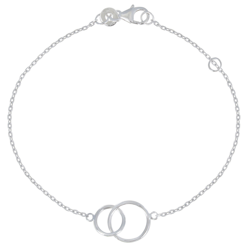 LES POULETTES BIJOUX Bracelet Argent 925 Deux Cercles - Petit Modèle