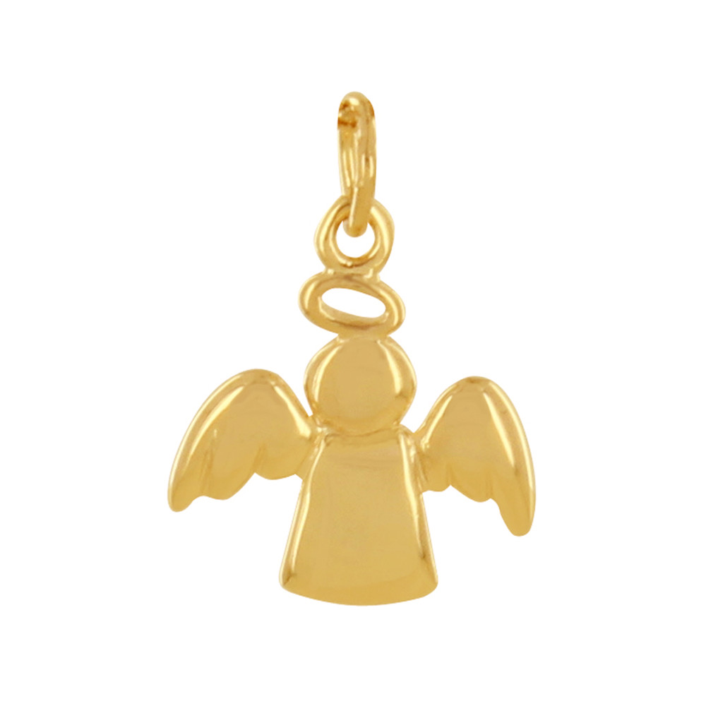 LES POULETTES BIJOUX - Pendentif Plaqué Or Petit Ange Auréolé