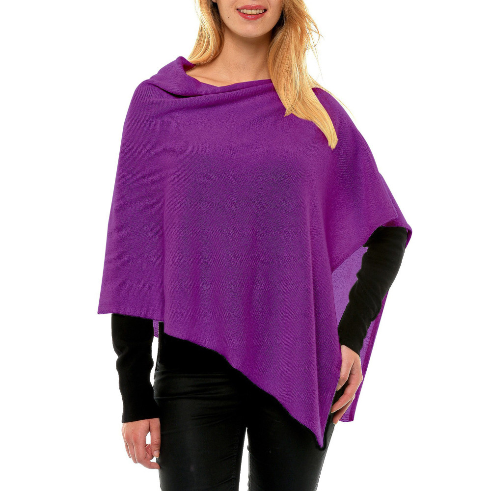 LES POULETTES BIJOUX Poncho 100% Cachemire 2 Fils Colors - Violet clair