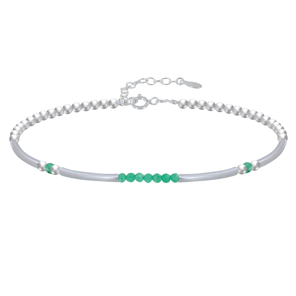 LES POULETTES BIJOUX Bracelet Argent Tubes et Perles Facettées de Chrome Diopside M1