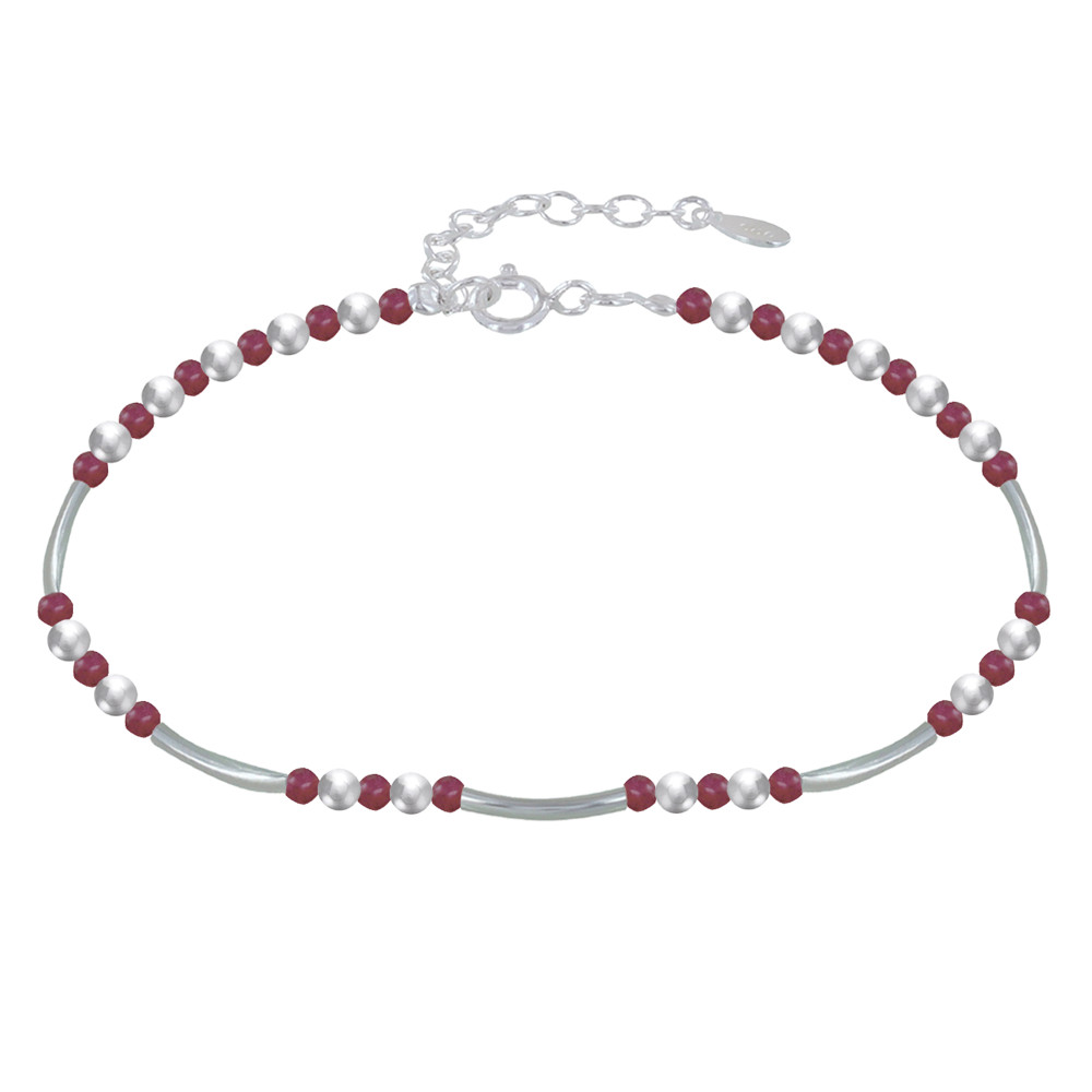 LES POULETTES BIJOUX - Bracelet Argent Tubes et Perles Facettées de Tourmaline Rose