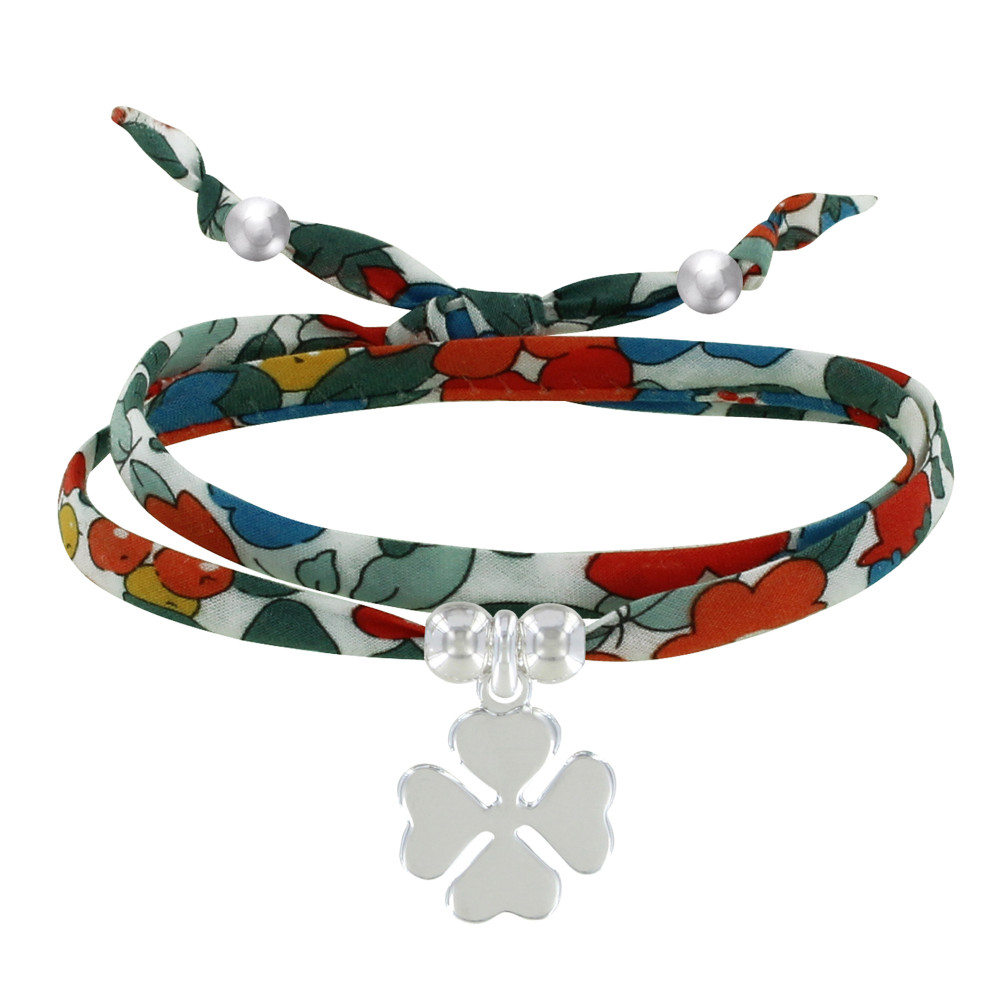 LES POULETTES BIJOUX Bracelet Double Tour Lien liberty et Trèfle Argent 925 - Classi