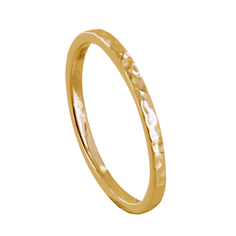 LES POULETTES BIJOUX Bague Plaqué Or Alliance Fine Martelée - taille 60