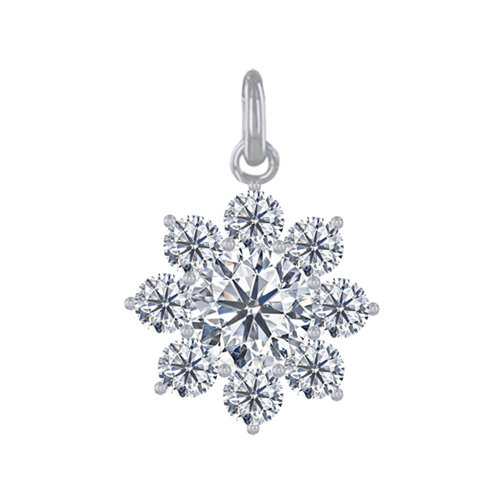 LES POULETTES BIJOUX - Pendentif Argent Fleur et Oxydes Blancs