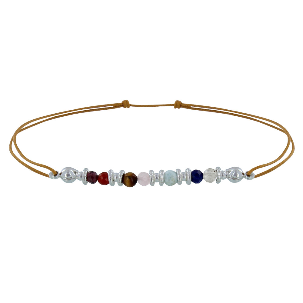 LES POULETTES BIJOUX Bracelet Lien Argent 7 Chakras - Or
