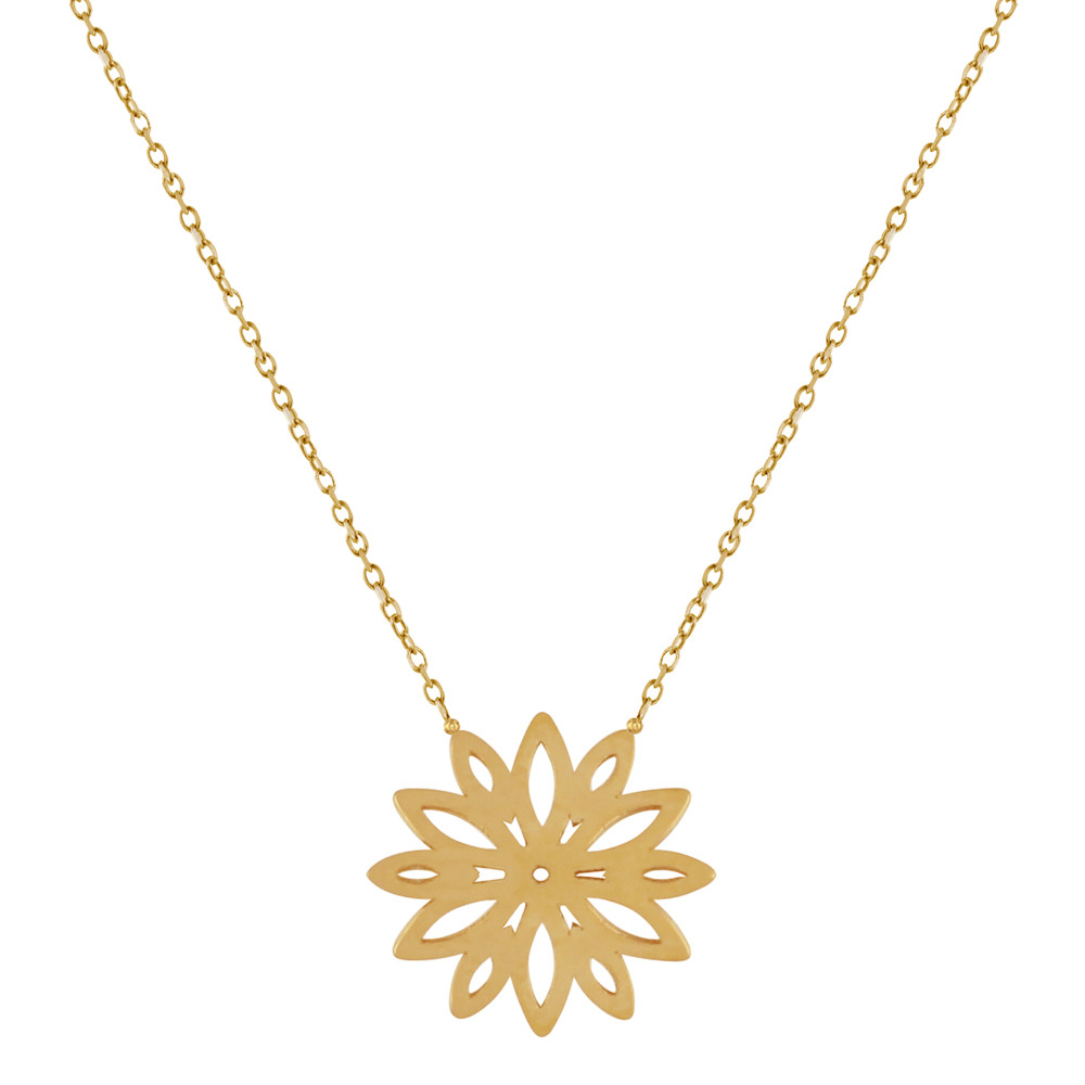 LES POULETTES BIJOUX Collier Plaqué Or Fleur de Nénuphar