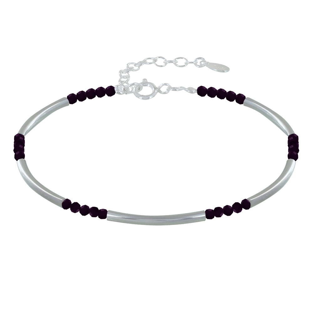 LES POULETTES BIJOUX Bracelet Argent Tubes et Perles Facettées d'Onyx Noir M2