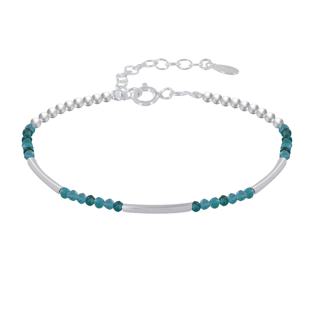 LES POULETTES BIJOUX Bracelet Argent Tubes et Perles Facettées d'Apatite