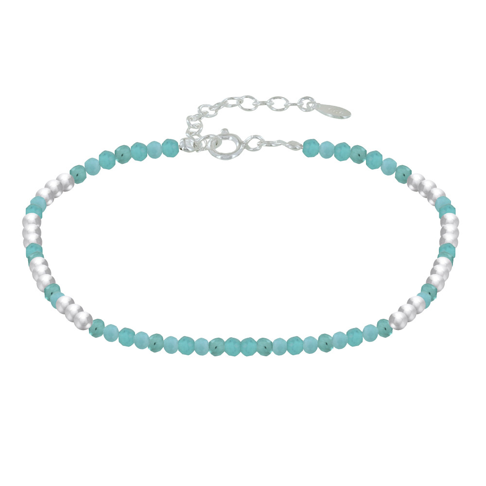 LES POULETTES BIJOUX Bracelet Perles Argent et Perles d'Amazonite Facetté M2