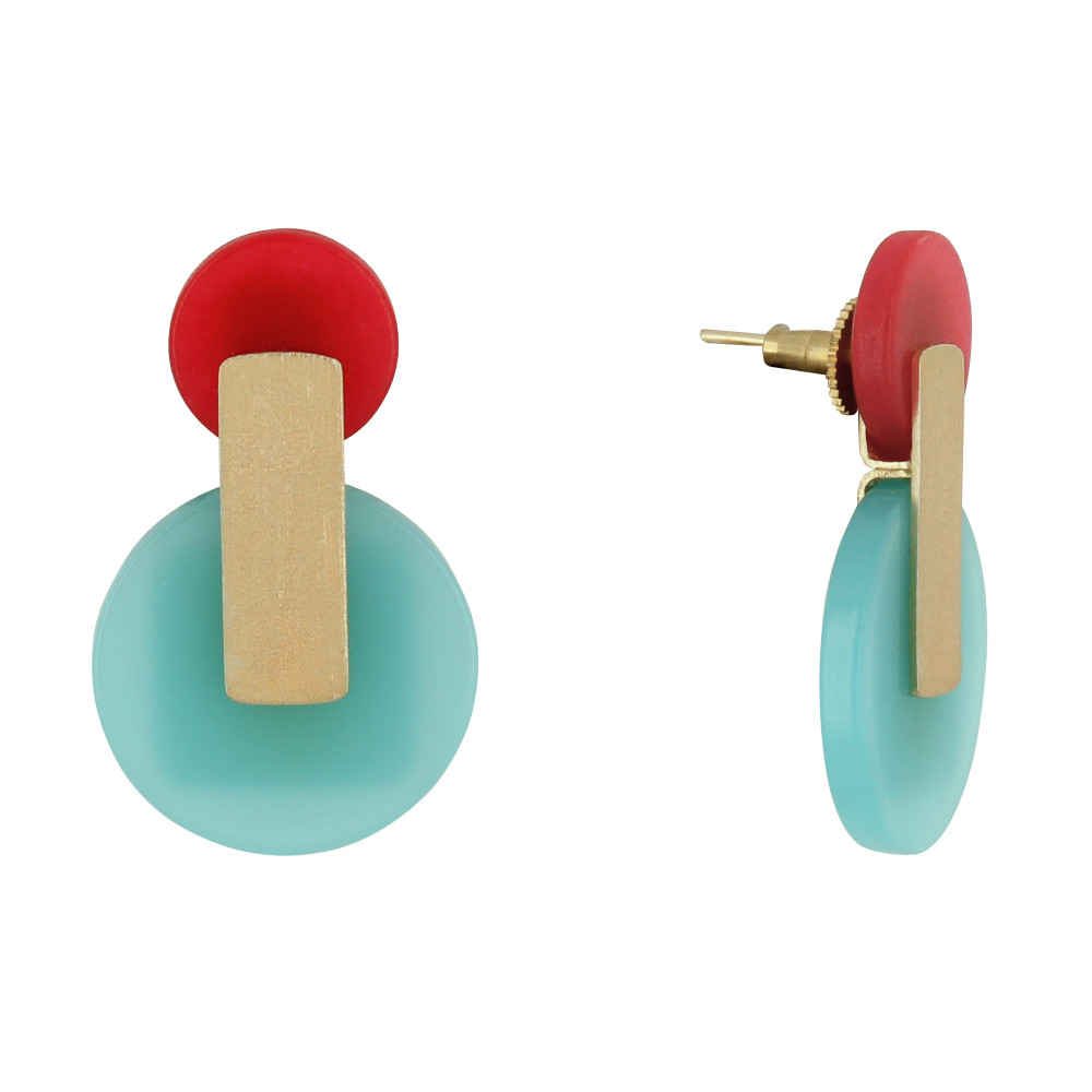 LES POULETTES BIJOUX Boucles d'Oreilles Laiton Doré Un Petit et Un Grand Disque Colo