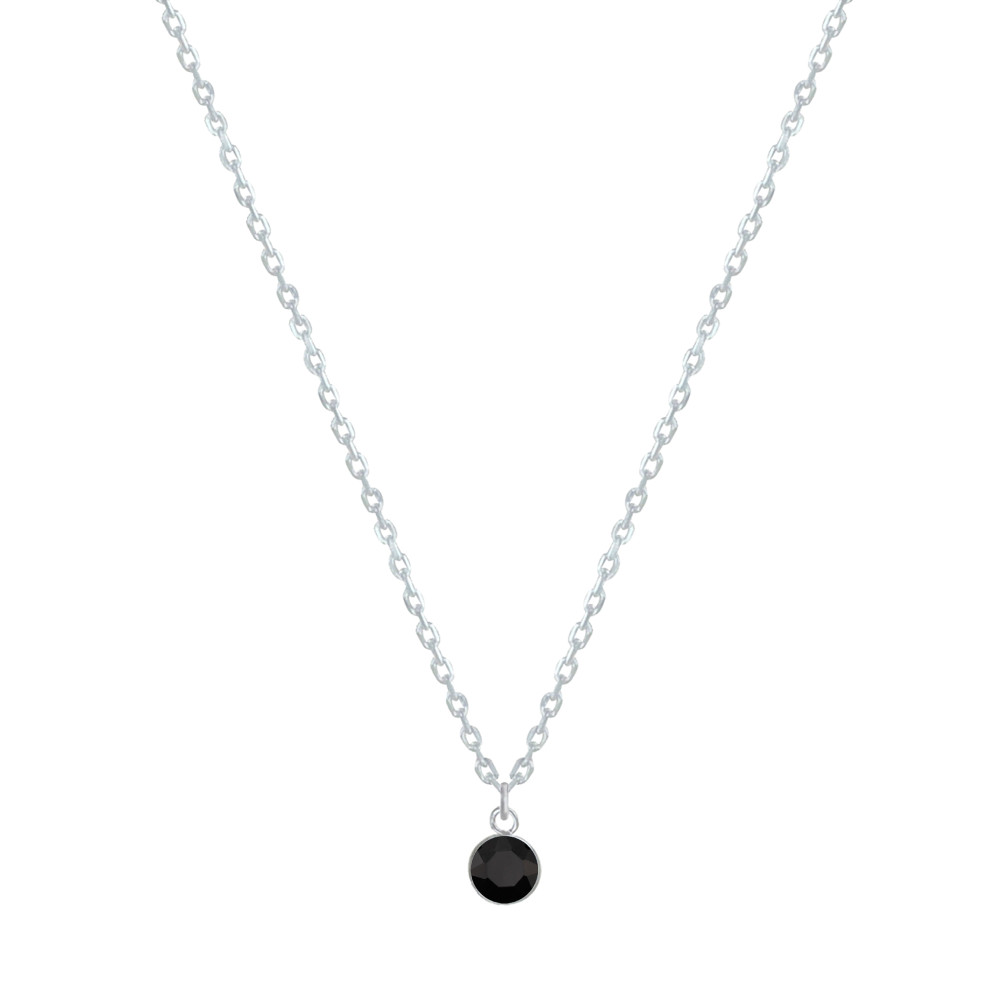 LES POULETTES BIJOUX Collier Chaine Argent 925 et Strass - Noir