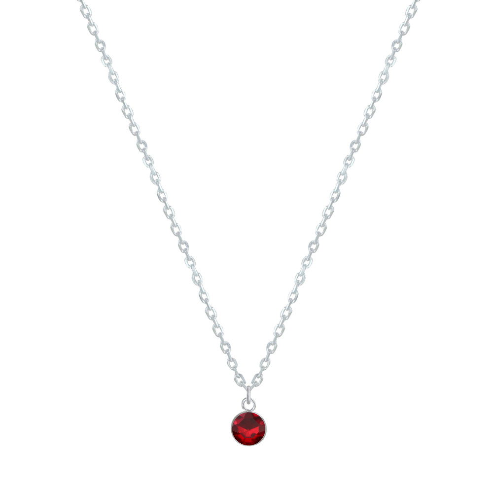 LES POULETTES BIJOUX Collier Chaine Argent 925 et Strass - Rouge
