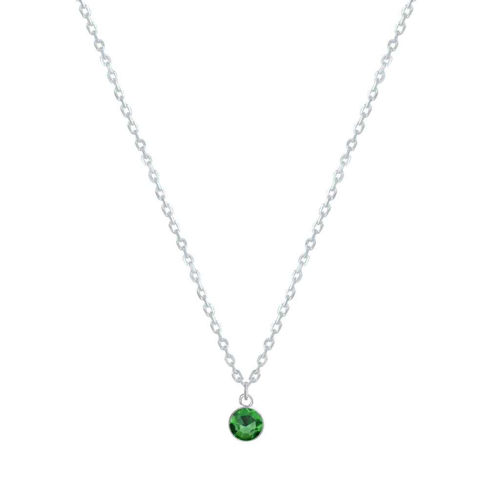 LES POULETTES BIJOUX Collier Chaine Argent 925 et Strass - Vert