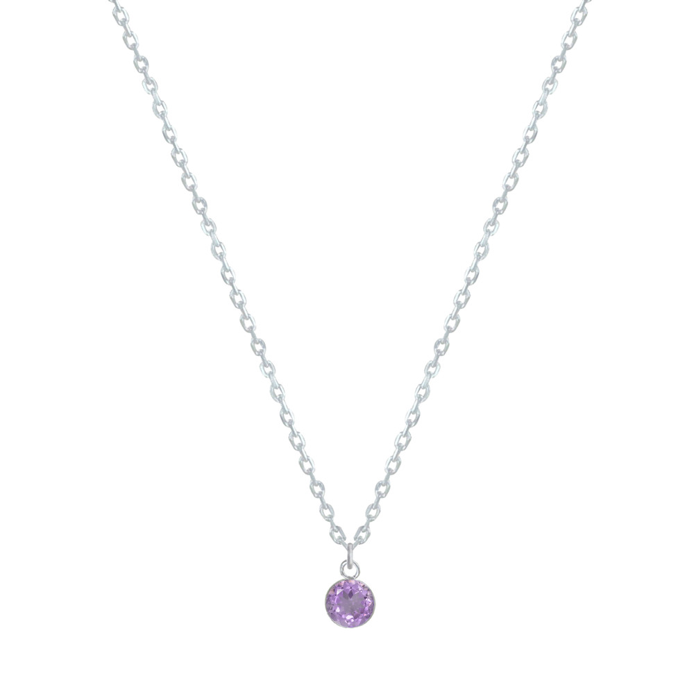 LES POULETTES BIJOUX Collier Chaine Argent 925 et Strass - Violet