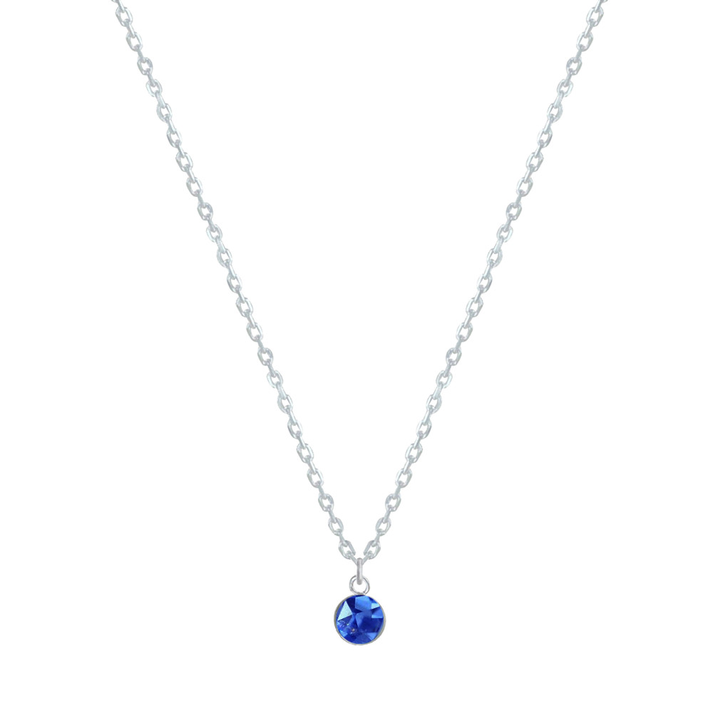 LES POULETTES BIJOUX Collier Chaine Argent 925 et Strass - Bleu Navy