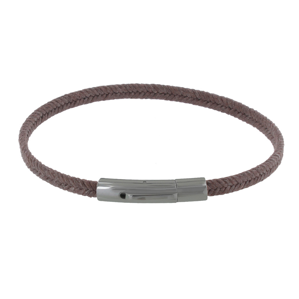 LES POULETTES BIJOUX Bracelet Homme Tresse en Coton Chocolat - taille 19 cm