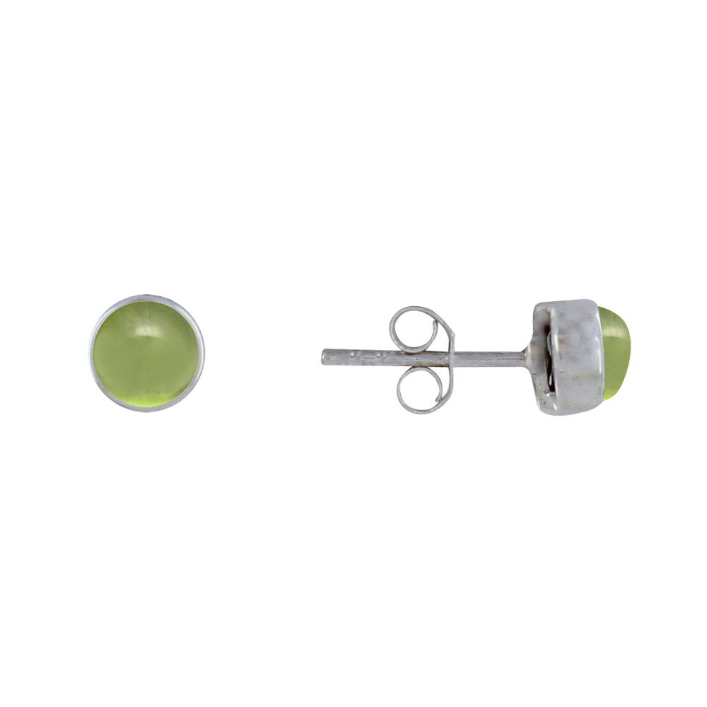 LES POULETTES BIJOUX Boucles d'Oreilles Clous Argent 925 Demi Perle de Péridot