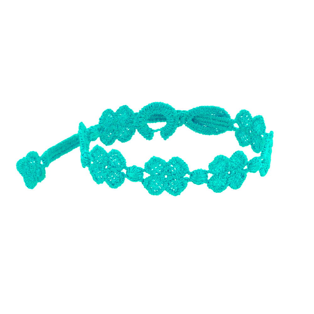 LES POULETTES BIJOUX - Cruciani Bracelet Dentelle 7 Trèfles Bleu Méthylène