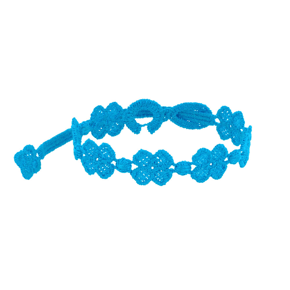LES POULETTES BIJOUX Cruciani Bracelet Dentelle 7 Trèfles Azur