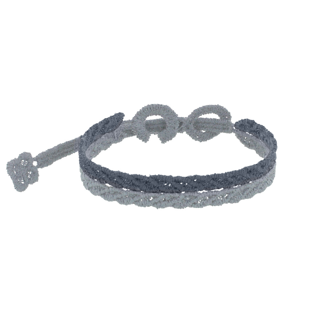 LES POULETTES BIJOUX Cruciani Bracelet Homme Dentelle Prospérité Bicolore Gris Foncé